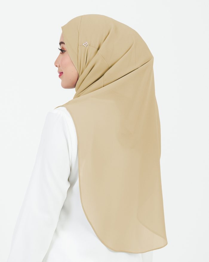 Tudung Sarung Instant Chiffon Lustia (L) - Beige Brown - Image 3