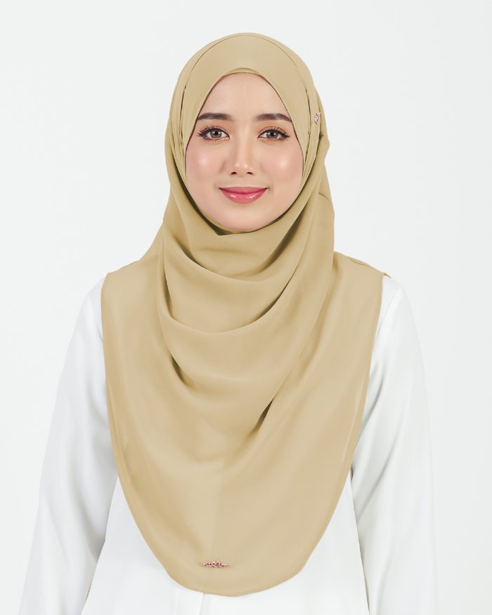 Tudung Sarung Instant Chiffon Lustia (L) - Beige Brown