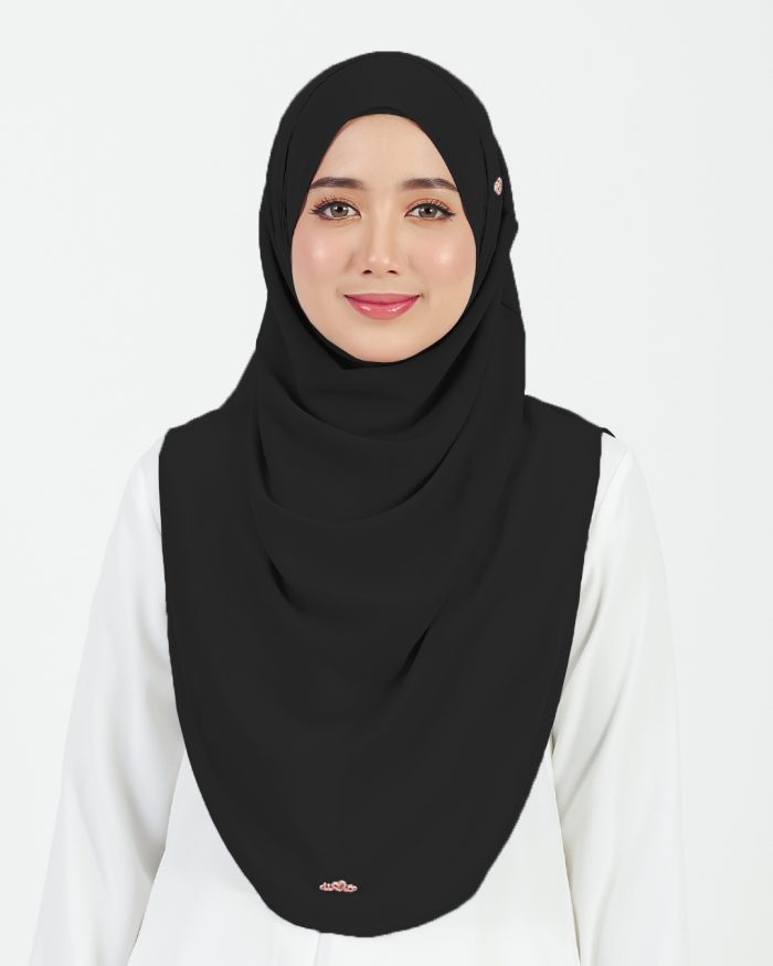 Tudung Sarung Instant Chiffon Lustia (L) - Black