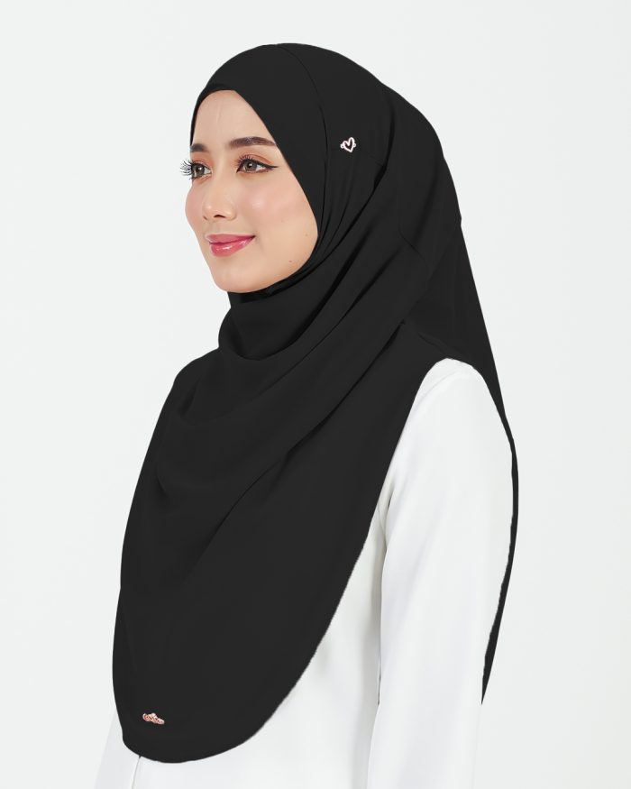 Tudung Sarung Instant Chiffon Lustia (L) - Black - Image 2
