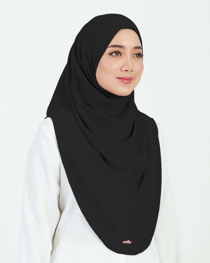 Tudung Sarung Instant Chiffon Lustia (L) - Black - Image 3