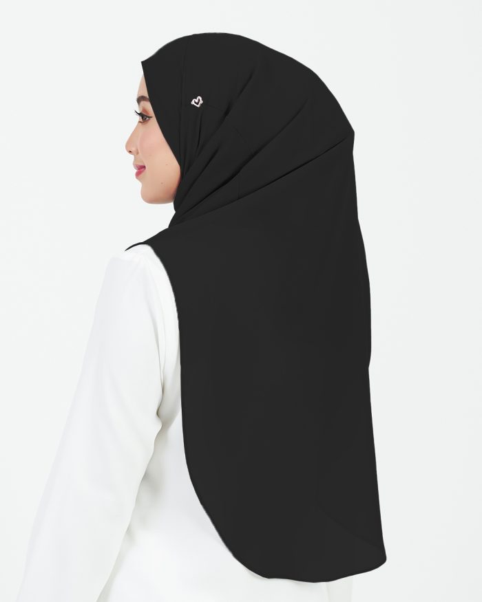 Tudung Sarung Instant Chiffon Lustia (L) - Black - Image 4