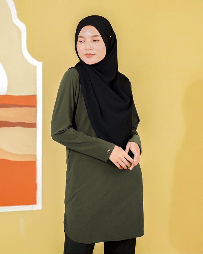 Blouse Laiqa 2.0 - Moss Green - Kualiti Designer, Harga Luarbiasa