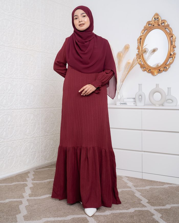 Dress Ruffle Rachel - Red Burgundy