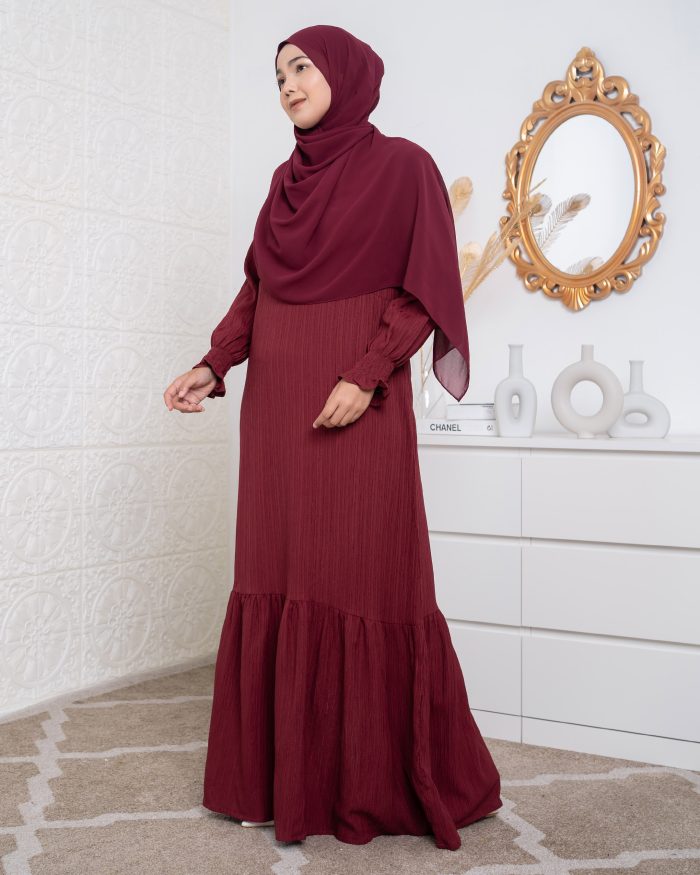 Dress Ruffle Rachel - Red Burgundy - Image 2
