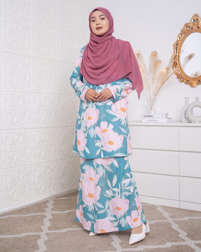 Baju Kurung Lara 2.0 - Lotus Aqua - Image 4