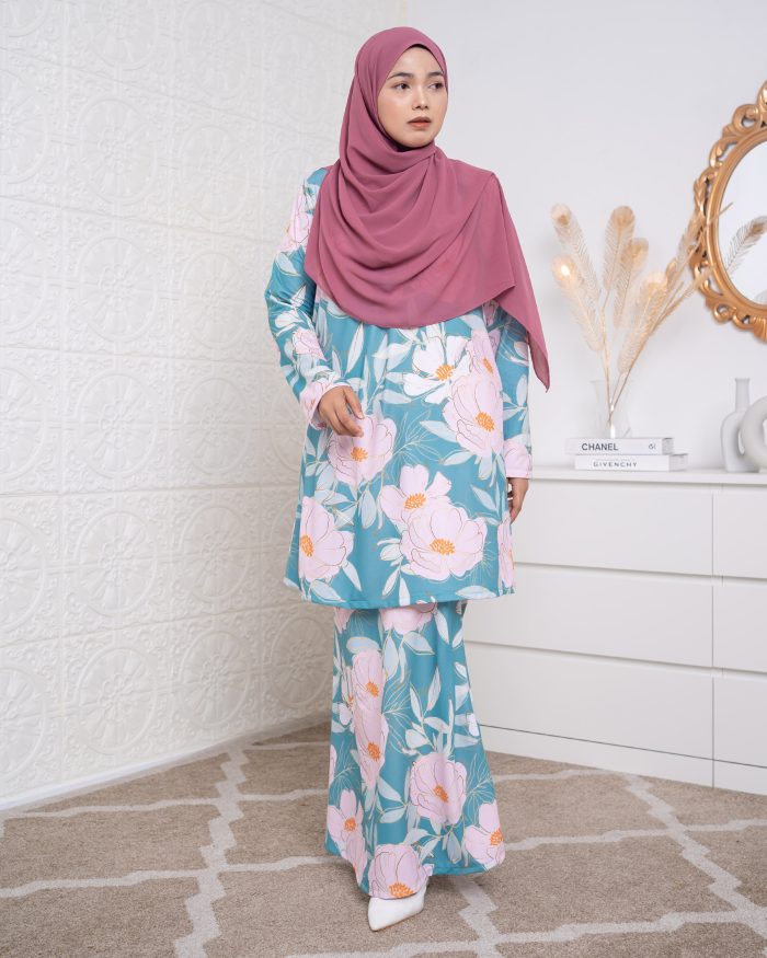 Baju Kurung Lara 2.0 - Lotus Aqua - Image 5