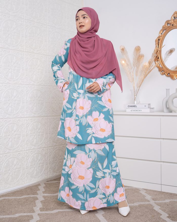 Baju Kurung Lara 2.0 - Lotus Aqua - Image 2