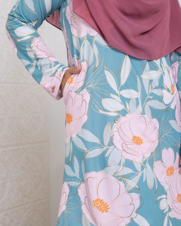 Baju Kurung Lara 2.0 - Lotus Aqua - Image 6