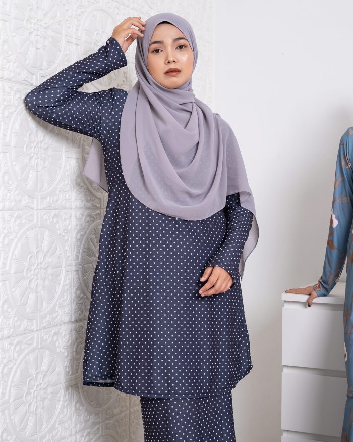 Baju Kurung Lara 2.0 - Polka Black - Image 5