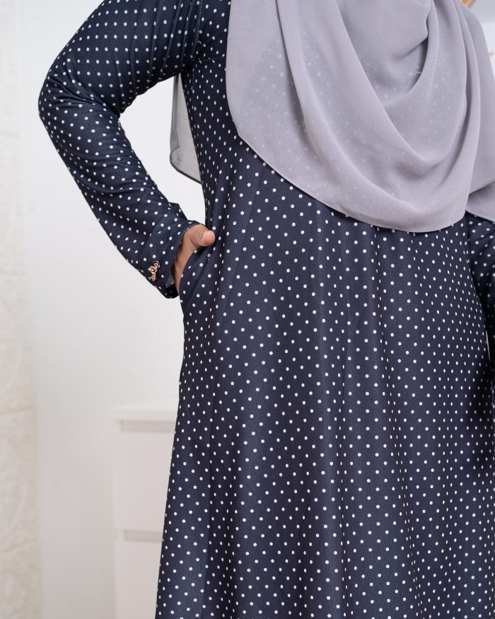 Baju Kurung Lara 2.0 - Polka Black - Image 6