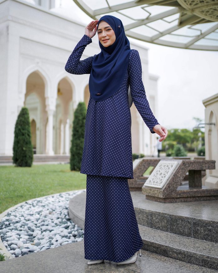 Baju Kurung Lara 2.0 - Polka Blue - Image 2