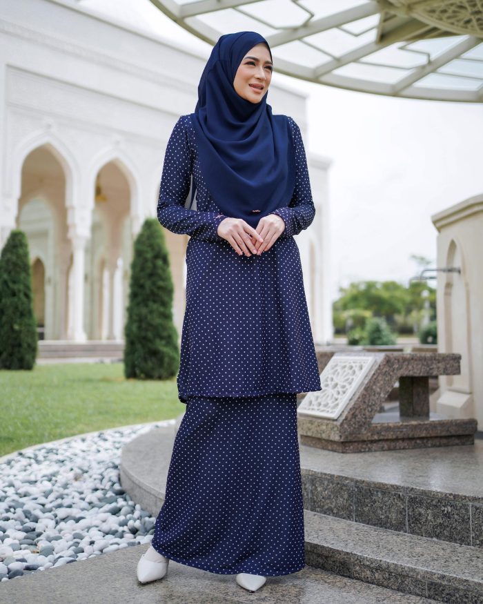 Baju Kurung Lara 2.0 - Polka Blue