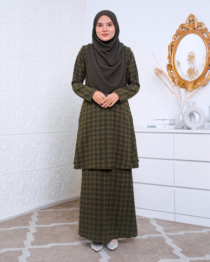 Baju Kurung Pahang Latisha 2.0 - Olive Green