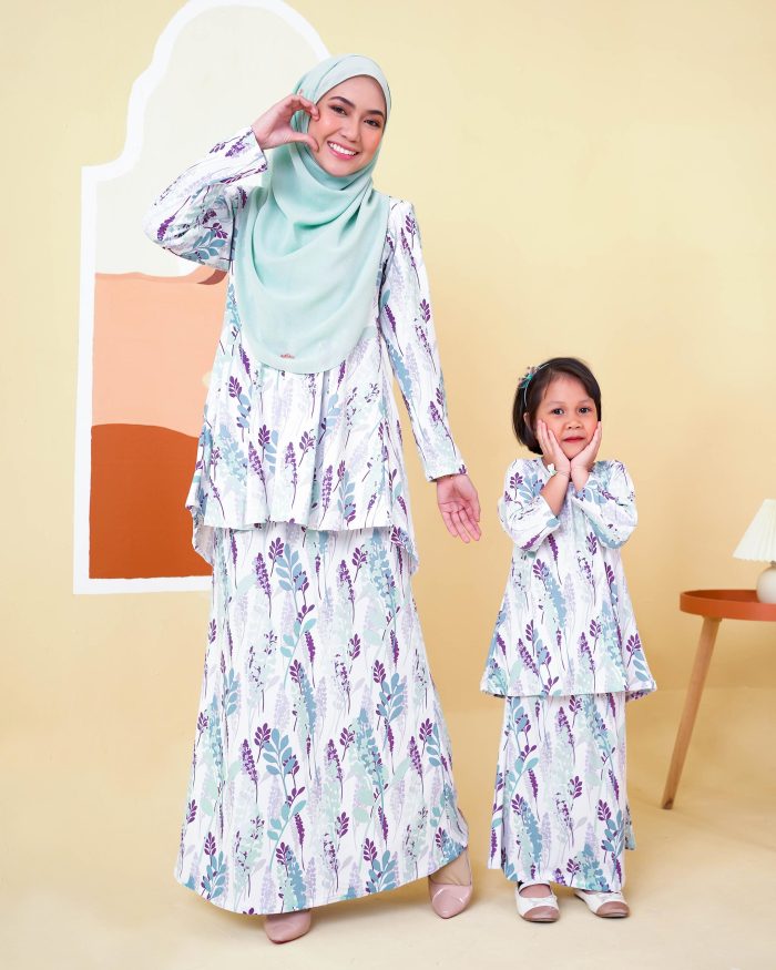 Baju Kurung Lola Printed 2.0 - Mint Lavender - Image 6