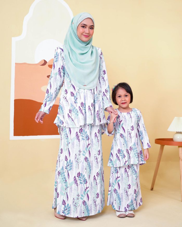 Baju Kurung Lola Printed 2.0 - Mint Lavender - Image 7