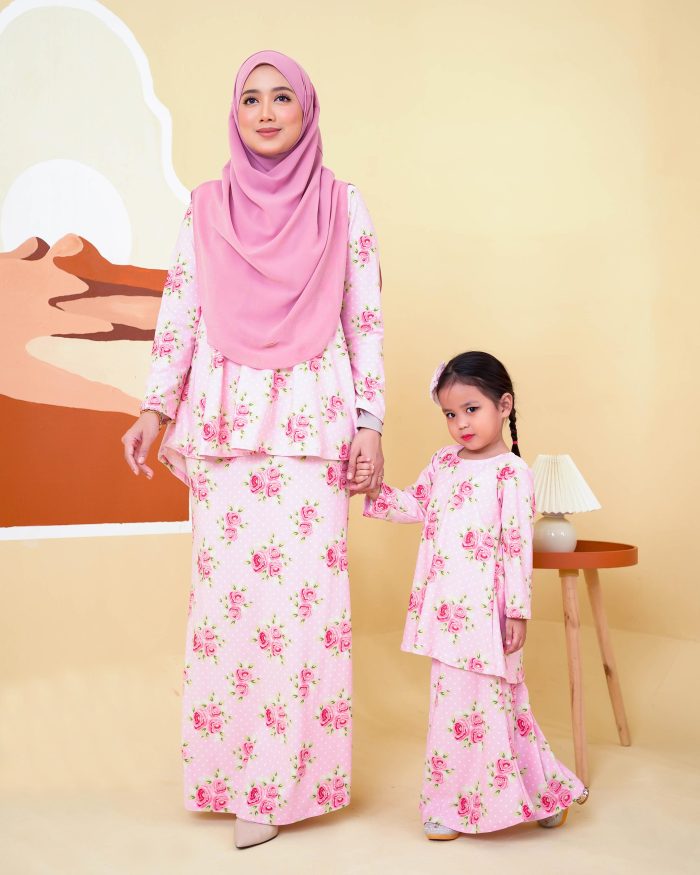 Baju Kurung Lola Printed 2.0 - Rosy Pink - Image 4