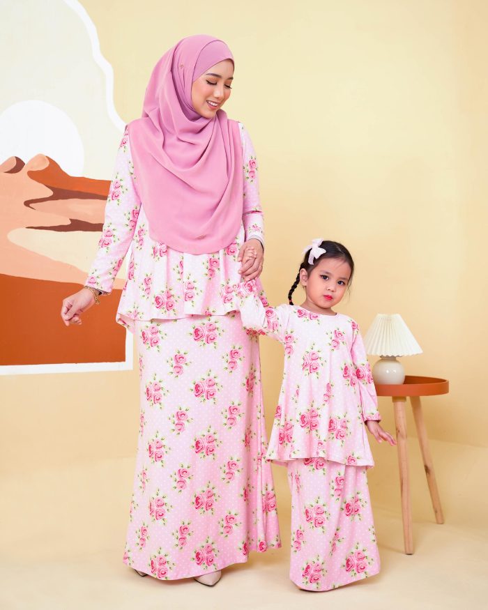 Baju Kurung Lola Printed 2.0 - Rosy Pink - Image 5