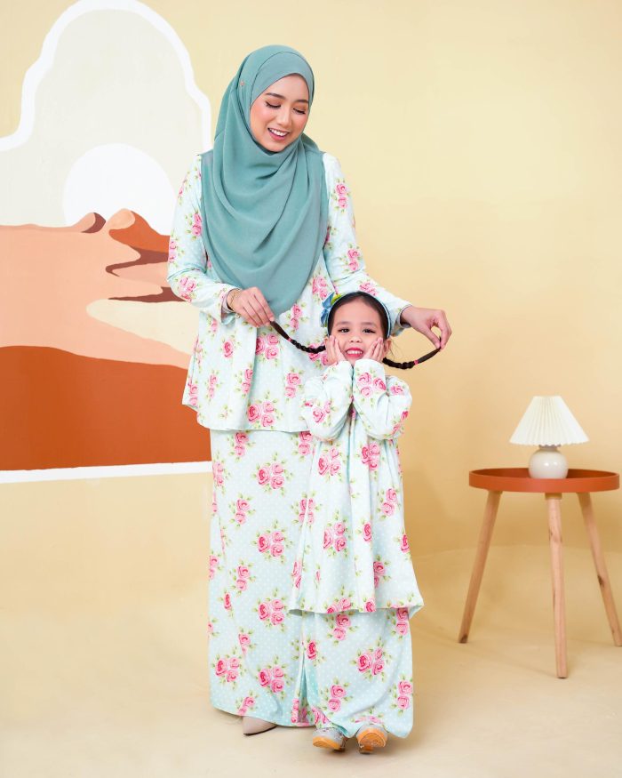 Baju Kurung Lola Printed 2.0 - Rosy Minty - Image 7