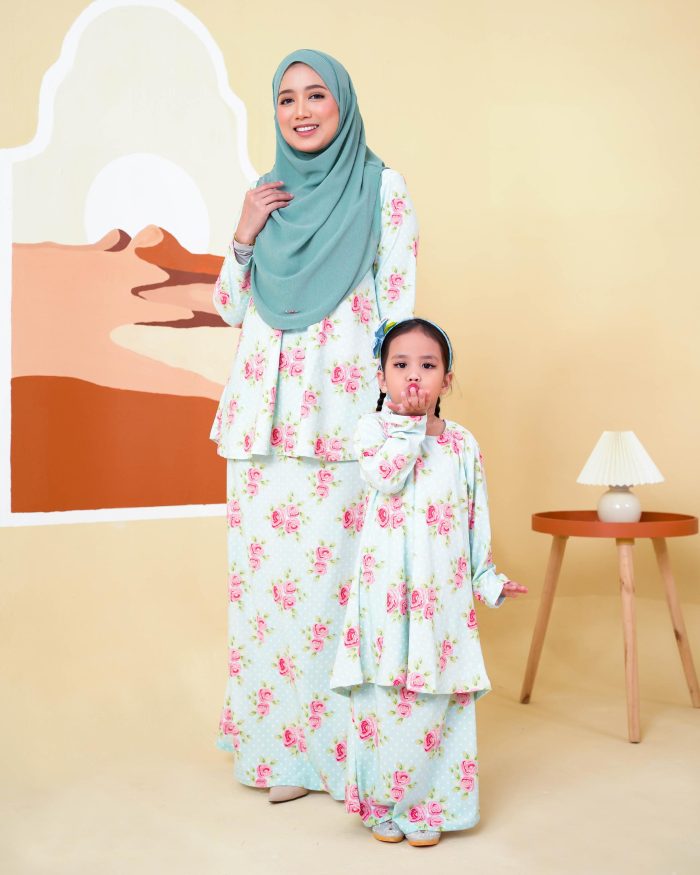 Baju Kurung Lola Printed 2.0 - Rosy Minty - Image 6