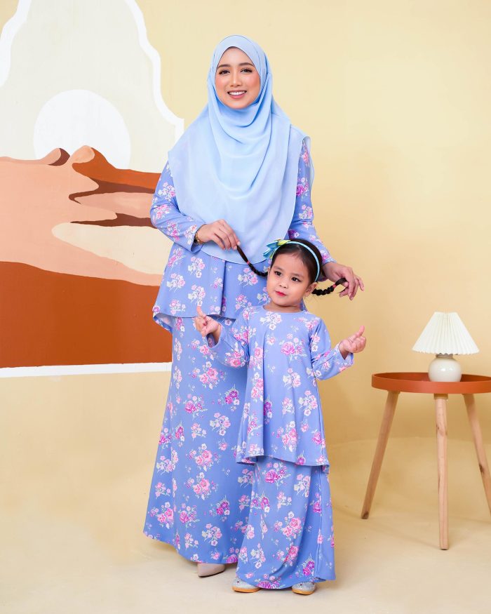 Baju Kurung Lola Printed 2.0 - Vardia Blue - Image 7