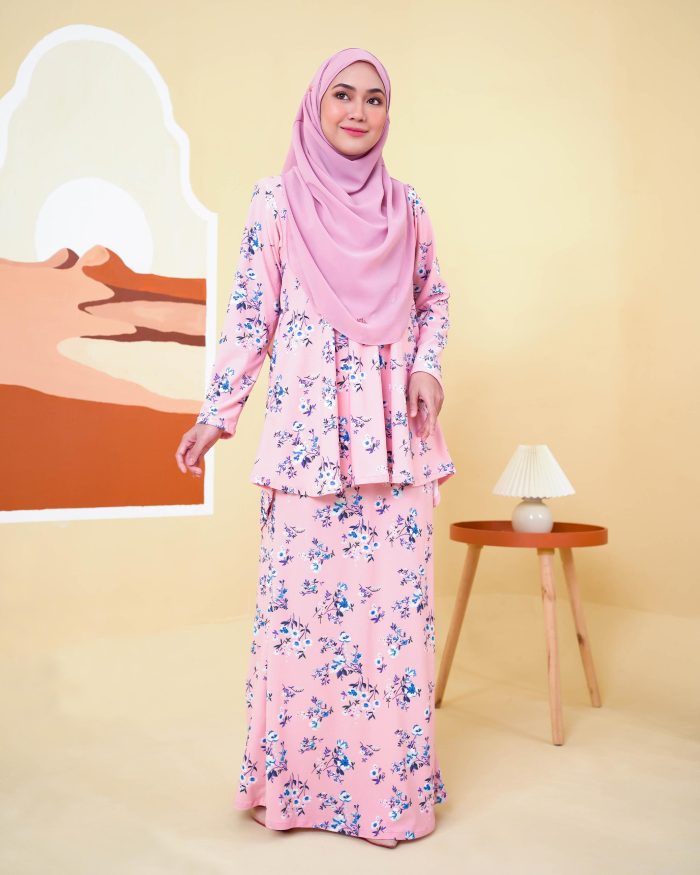 Baju Kurung Lola Printed 2.0 - Dianthus Pink