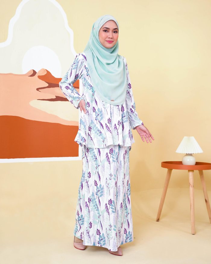 Baju Kurung Lola Printed 2.0 - Mint Lavender - Image 2