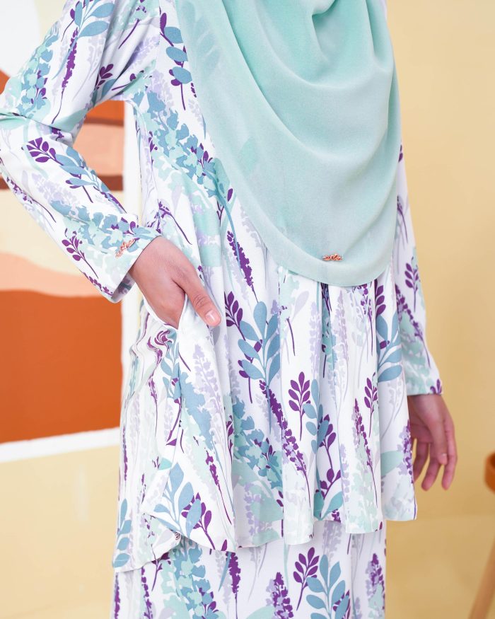 Baju Kurung Lola Printed 2.0 - Mint Lavender - Image 5