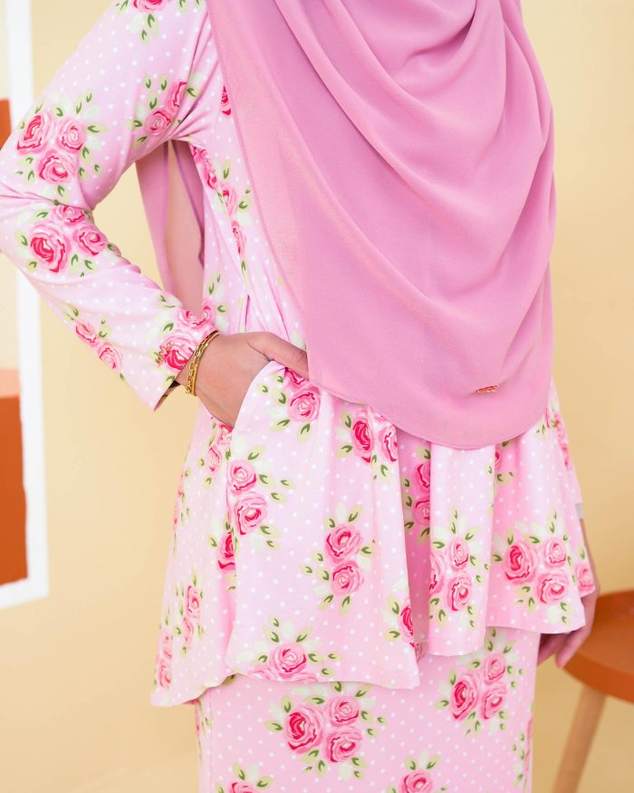 Baju Kurung Lola Printed 2.0 - Rosy Pink - Image 7