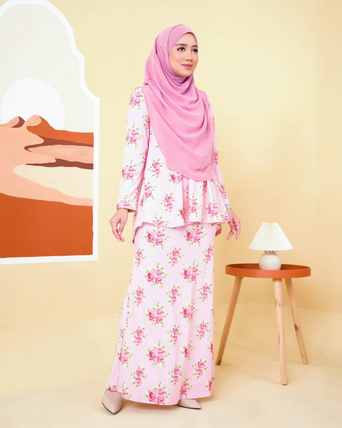 Baju Kurung Lola Printed 2.0 - Rosy Pink - Image 3