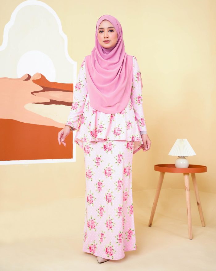 Baju Kurung Lola Printed 2.0 - Rosy Pink - Image 2