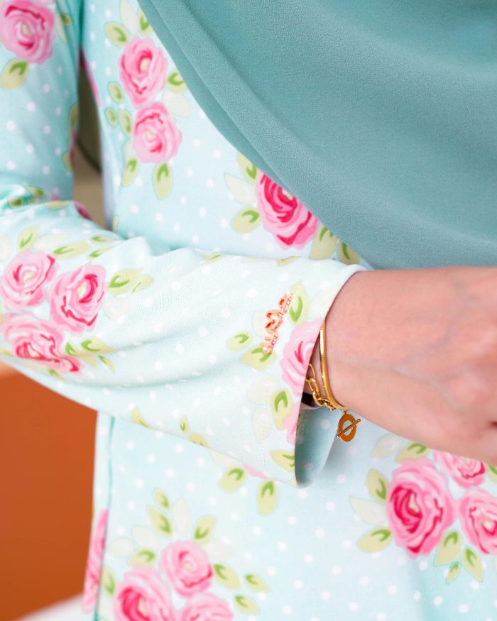 Baju Kurung Lola Printed 2.0 - Rosy Minty - Image 4