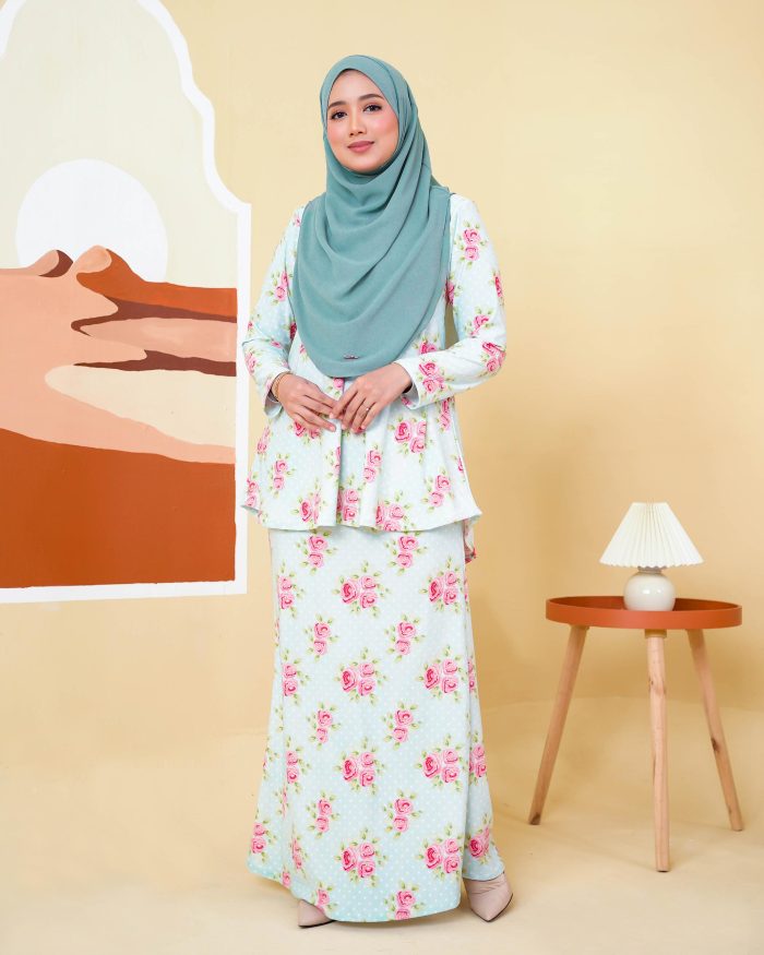 Baju Kurung Lola Printed 2.0 - Rosy Minty