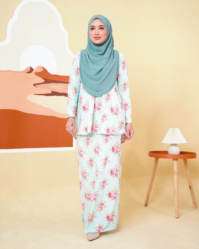 Baju Kurung Lola Printed 2.0 - Rosy Minty - Image 2