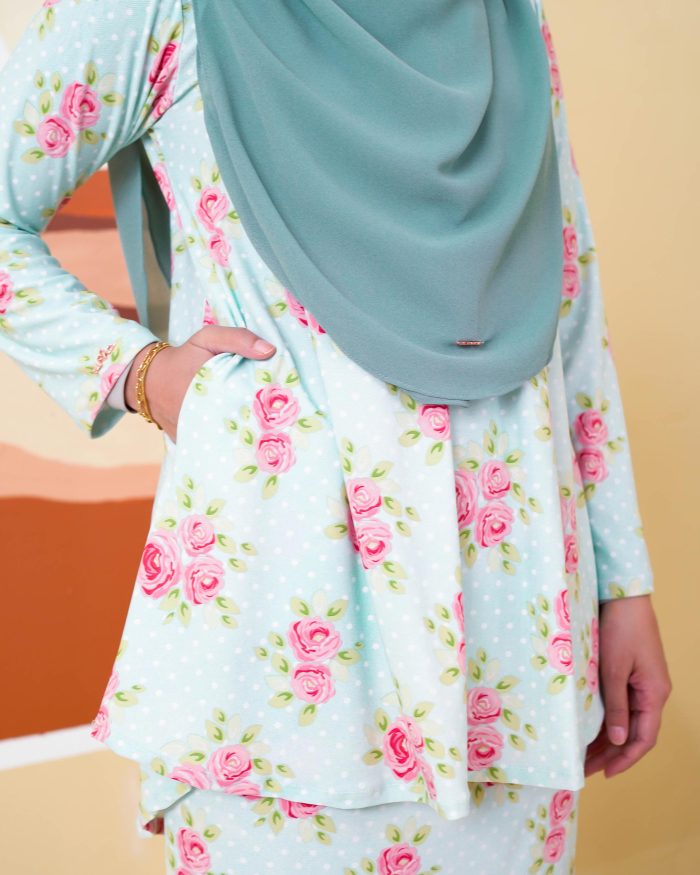 Baju Kurung Lola Printed 2.0 - Rosy Minty - Image 5