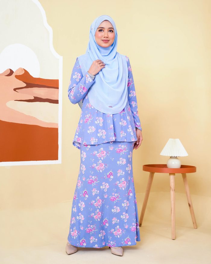 Baju Kurung Lola Printed 2.0 - Vardia Blue