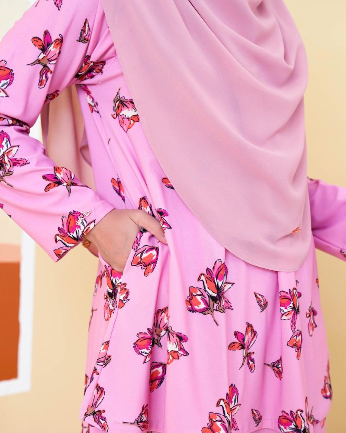 Baju Kurung Lola Printed 2.0 - Villea Pink - Image 4