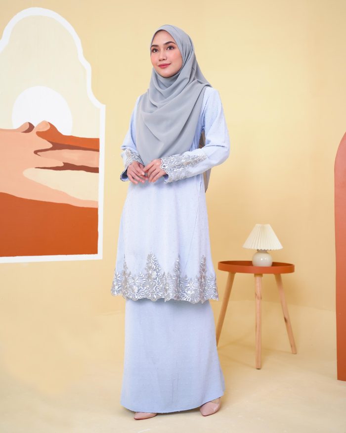 Baju Kurung Pahang Lace Ramadhani 3.0 - Baby Blue