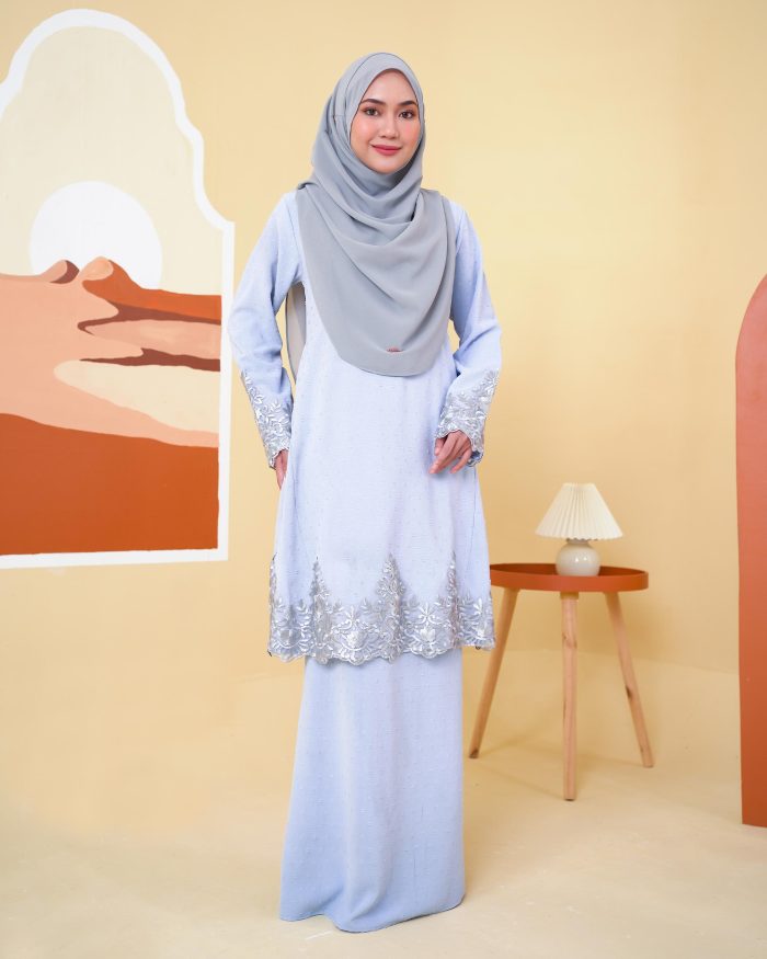 Baju Kurung Pahang Lace Ramadhani 3.0 - Baby Blue - Image 2