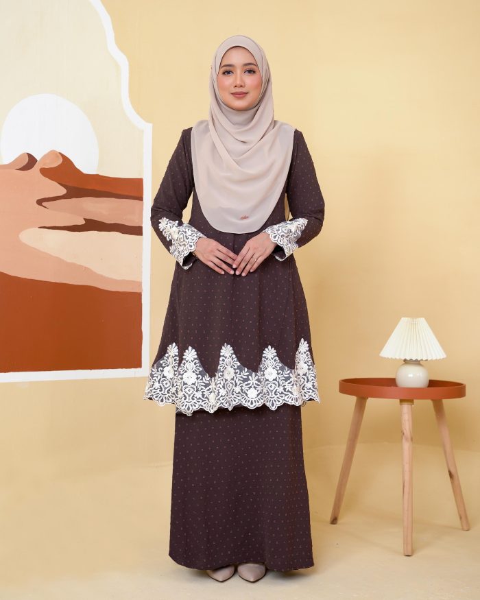 Baju Kurung Pahang Lace Ramadhani 3.0 - Dark Chocolate