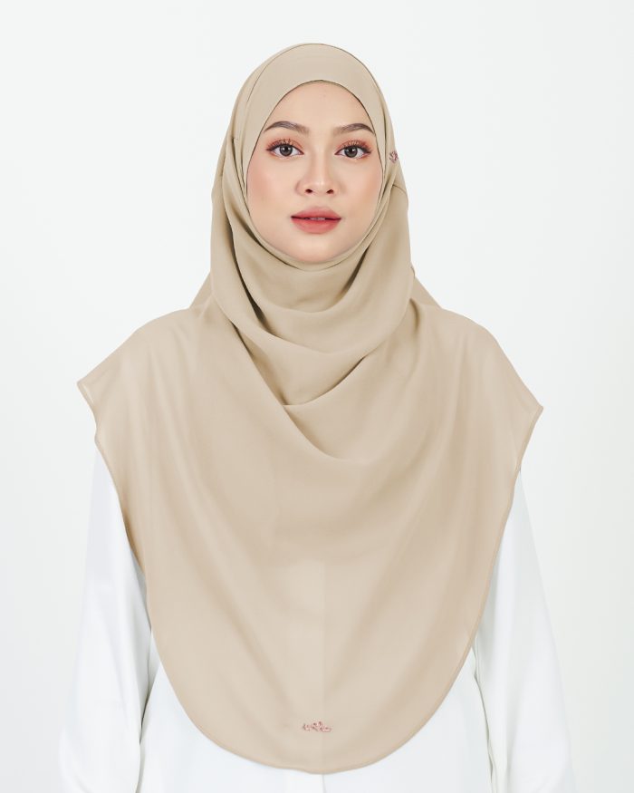 [AS-IS] Tudung Sarung Instant Chiffon Lustia (XL) - Latte Brown - Image 2