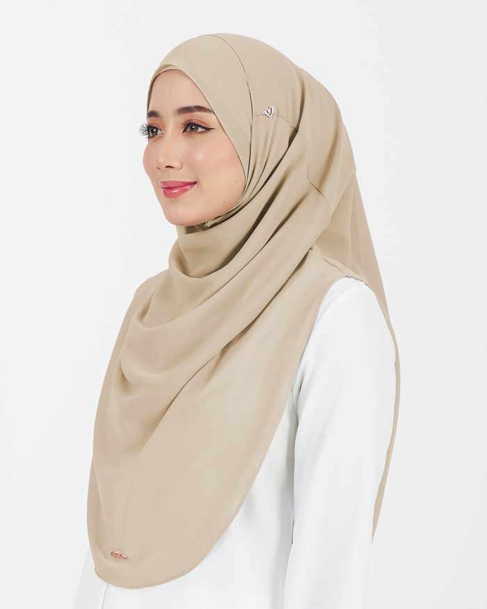 Tudung Sarung Instant Chiffon Lustia (L) - Latte Brown - Image 4