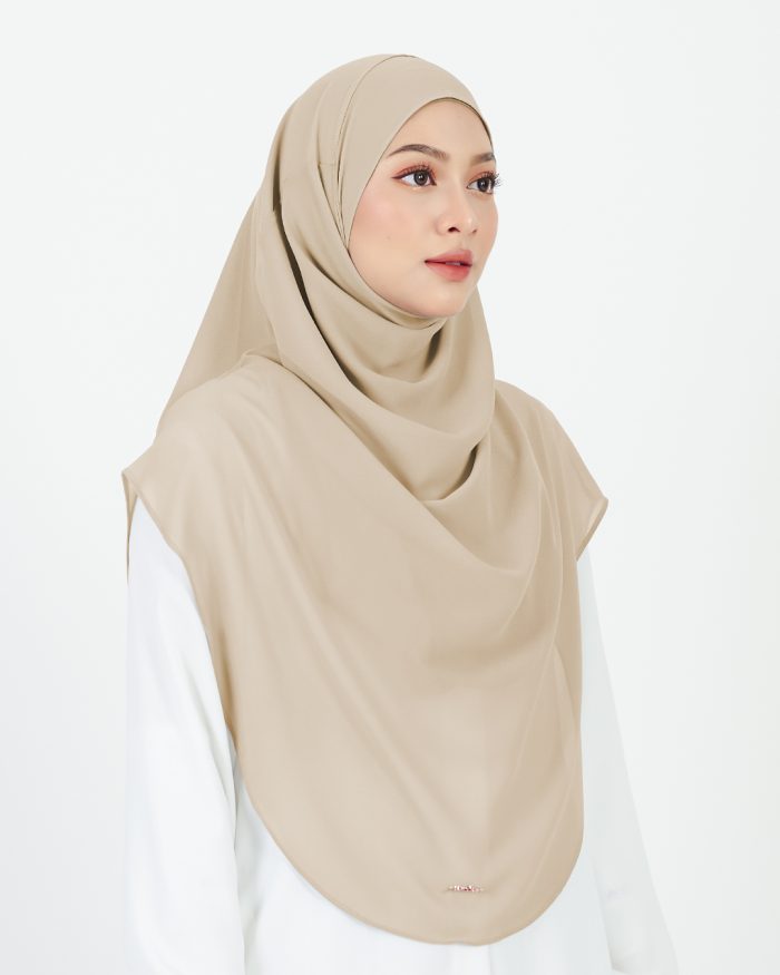 [AS-IS] Tudung Sarung Instant Chiffon Lustia (XL) - Latte Brown - Image 3