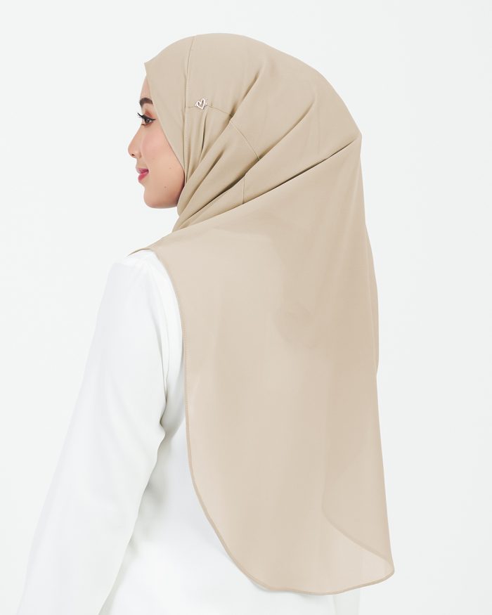 Tudung Sarung Instant Chiffon Lustia (L) - Latte Brown - Image 3
