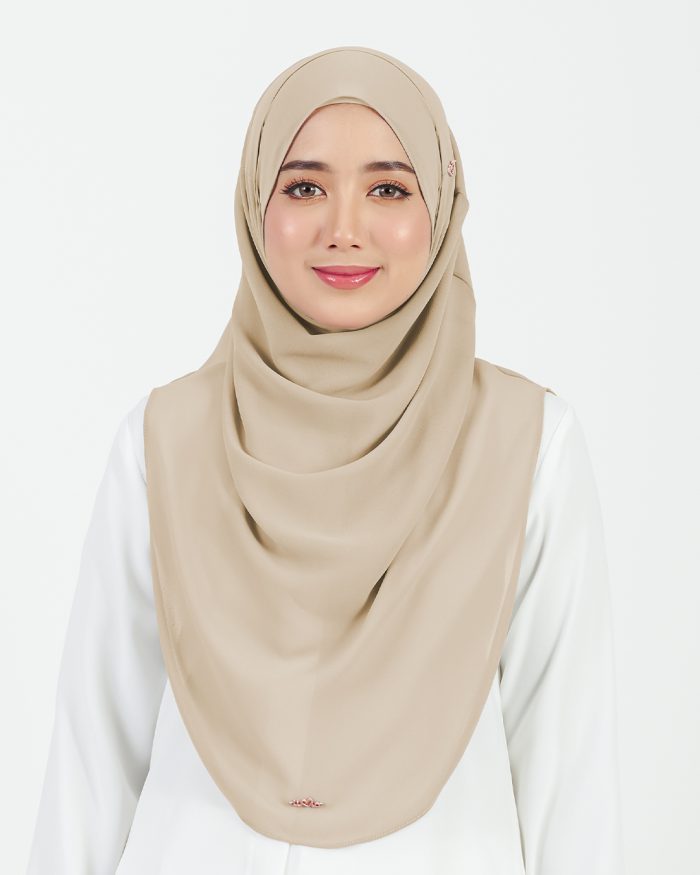 Tudung Sarung Instant Chiffon Lustia (L) - Latte Brown