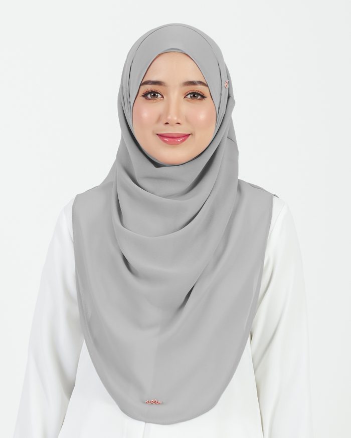 Tudung Sarung Instant Chiffon Lustia (L) - Light Grey
