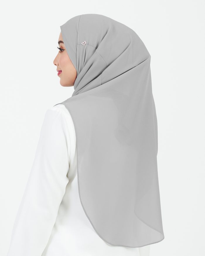 Tudung Sarung Instant Chiffon Lustia (L) - Light Grey - Image 4