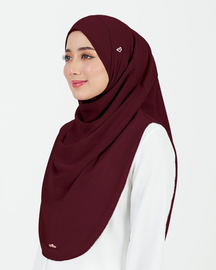 [AS-IS] Tudung Sarung Instant Chiffon Lustia (L) - Maroon - Image 2