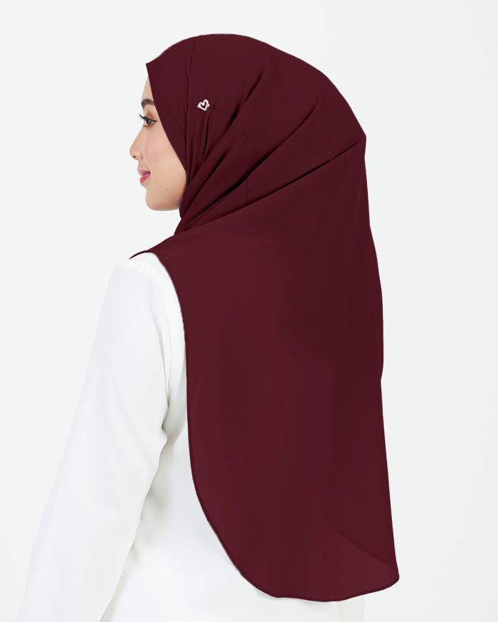 [AS-IS] Tudung Sarung Instant Chiffon Lustia (L) - Maroon - Image 4