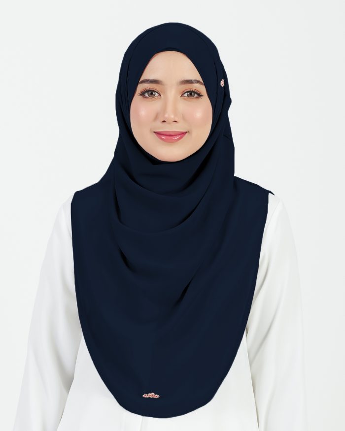 Tudung Sarung Instant Chiffon Lustia (L) - Navy Blue